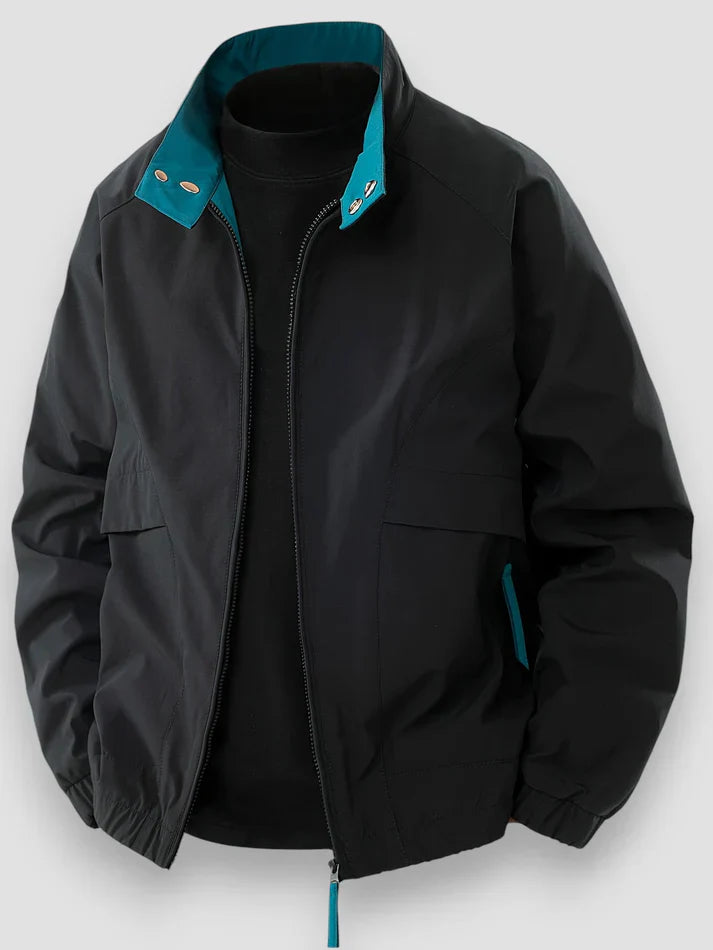 Bomberjacke | Reißverschluss | Lockere Passform | Übergangsjacke | Herrenjacke-Schwarz-S-Chaps Herrenmode