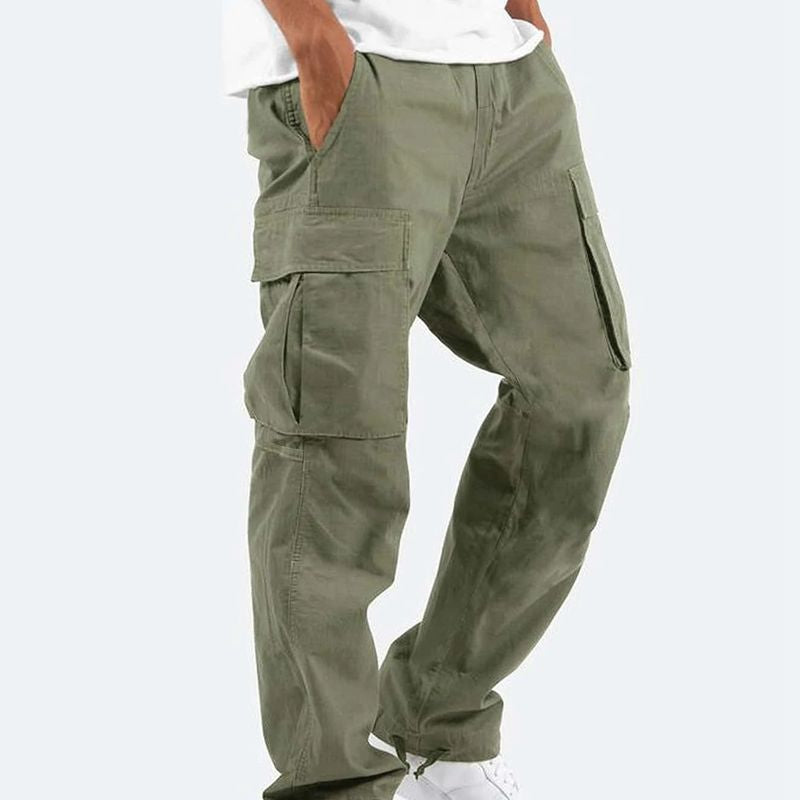 Cargohosen | Lockere Passform | Taschen | Gerade geschnittene Hosen | Herrenhosen-Khaki-S-Chaps Herrenmode