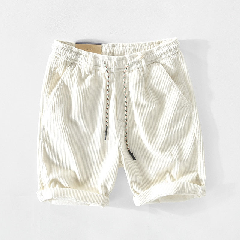 Cordshorts – Lässige Cordshorts mit Kordelzug für Männer für den Sommer-Weiß-S-Chaps Herrenmode