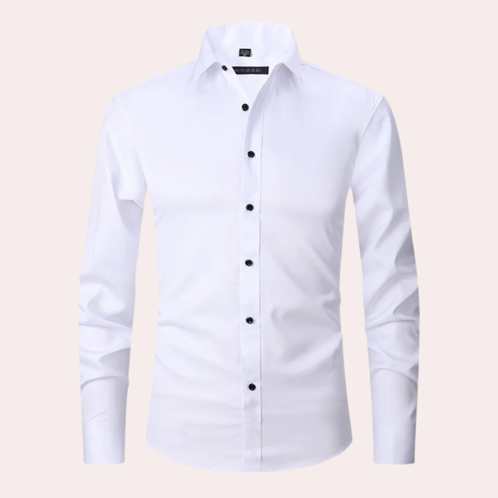 Hemd mit Knopfleiste | Langarm | Slim Fit | Stretch-Businesshemd | Herrenhemden-Weiß-S-Chaps Herrenmode