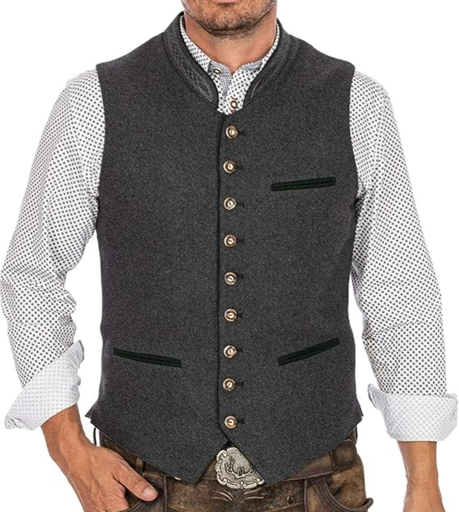 Herrenweste - Klassisch - Einreihig - Baumwollweste - Mode-Weste Herren-XS-Chaps Herrenmode