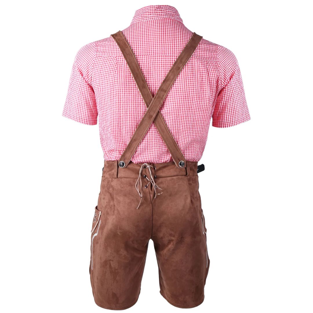 Lederhose Herren - Leder Traditionell Bayerisch Schwarz Oktoberfest-Chaps Herrenmode