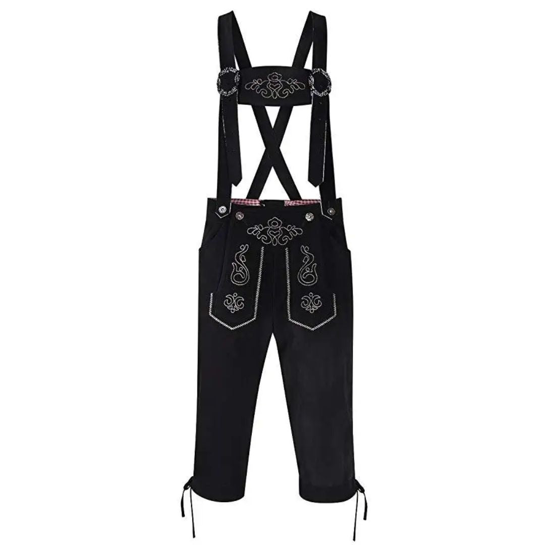 Lederhose Herren - Wildleder Hosenträger Traditionell Braun Oktoberfest-Schwarz-S-Chaps Herrenmode