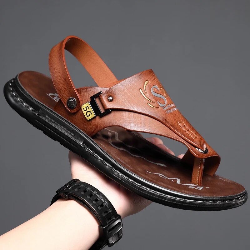 Orthopädische Sandalen - Ergonomische Schmerzlinderung für Männer Flip Flop Hausschuhe-Braun-38-Chaps Herrenmode