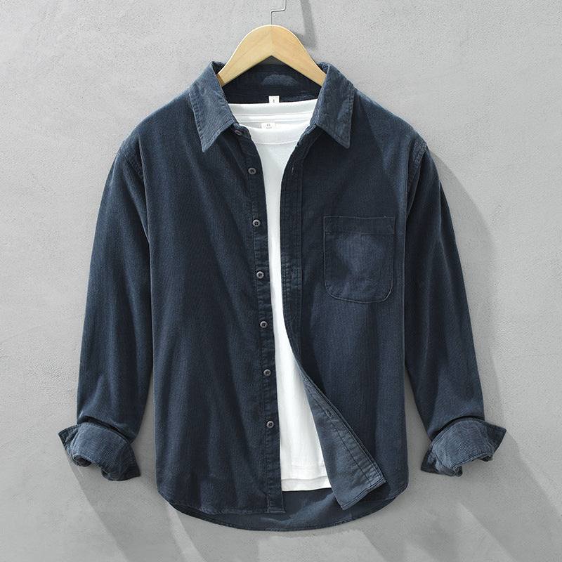 Overshirt - Lässiges Langarm-Knopfleisten-Overshirt für Männer-Dunkelbraun-S-Chaps Herrenmode