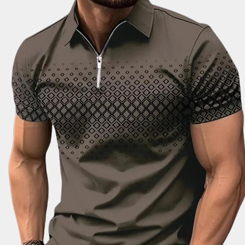 Polo-T-Shirt | Viertelreißverschluss | Kurzarm | T-Shirt mit Kragen | Polohemden für Herren-Kaffee-S-Chaps Herrenmode