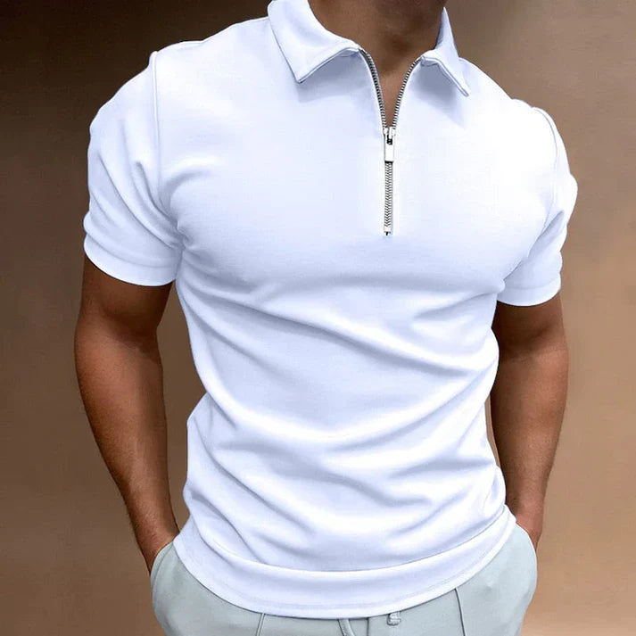 Polohemd - Half-Zip - Kurzarm - Polo T-Shirt - Herrenhemd-Weiß-XS-Chaps Herrenmode