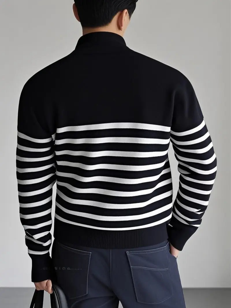Quarter-Zip Pullover - Gestreift - Gestrickt - Polo Pullover - Herren Half-Zip Pullover-Chaps Herrenmode