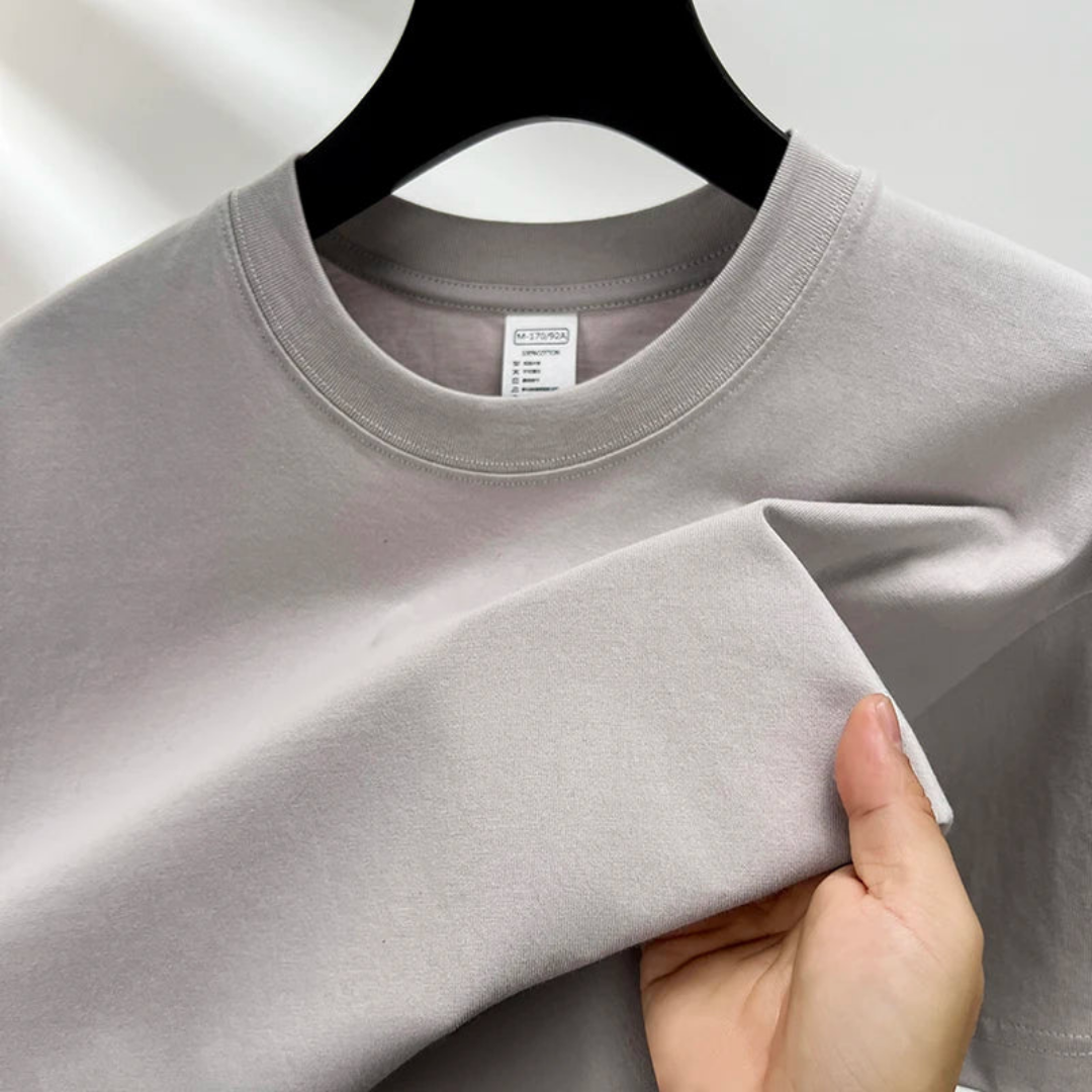 Schlichtes T-Shirt - Lässiges T-Shirt mit Rundhalsausschnitt für Männer-Grau-S-Chaps Herrenmode