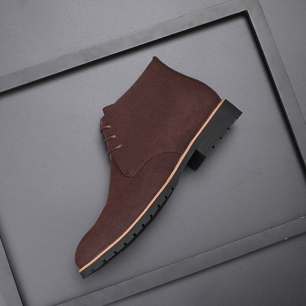 Stiefeletten – Schnürstiefel aus Wildleder für Herren-Braun-38-Chaps Herrenmode