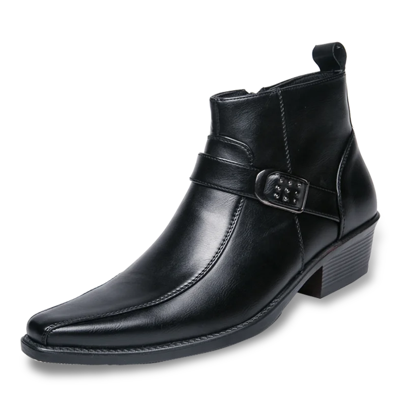 Stiefeletten | Spitz zulaufend | Smart casual | Lederstiefel | Herrenstiefel-Schwarz-UK 6 / EU 39-Chaps Herrenmode