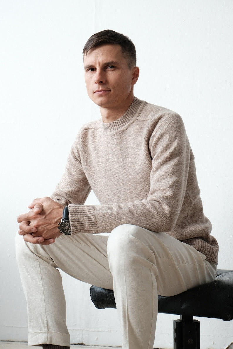 Strickpullover - Einfarbig - Rundhalsausschnitt - Strickpullover - Herrenpullover-Chaps Herrenmode