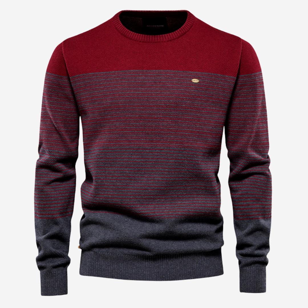 Strickpullover | Rundhalsausschnitt | Gestreift | Strickpullover | Herrenpullover-Weinrot-M-Chaps Herrenmode