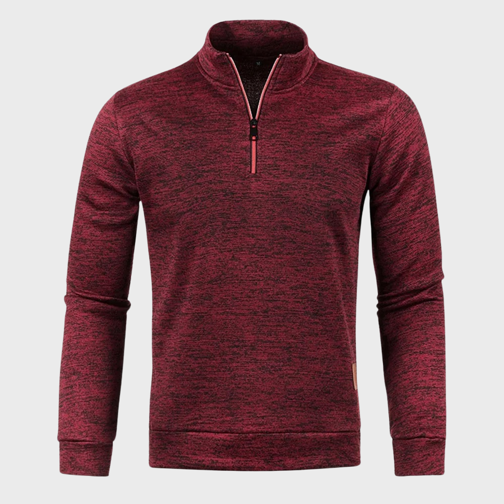 Sweatshirt mit Viertelreißverschluss - Herren lässiger Langarm-Pullover mit halbem Reißverschluss-Rot-S-Chaps Herrenmode