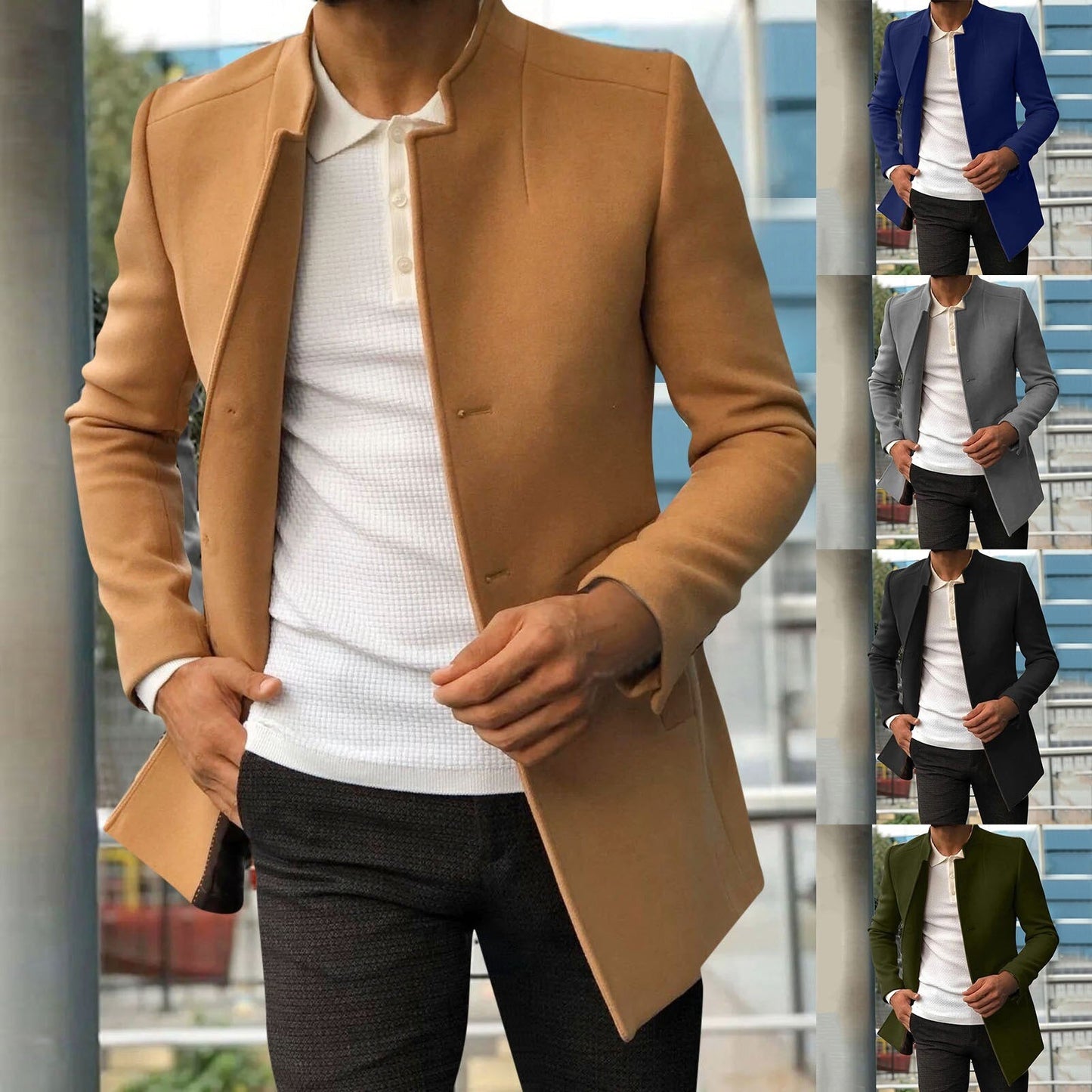 Trenchcoat - Eleganter einreihiger kurzer Trenchcoat für Herren-Chaps Herrenmode