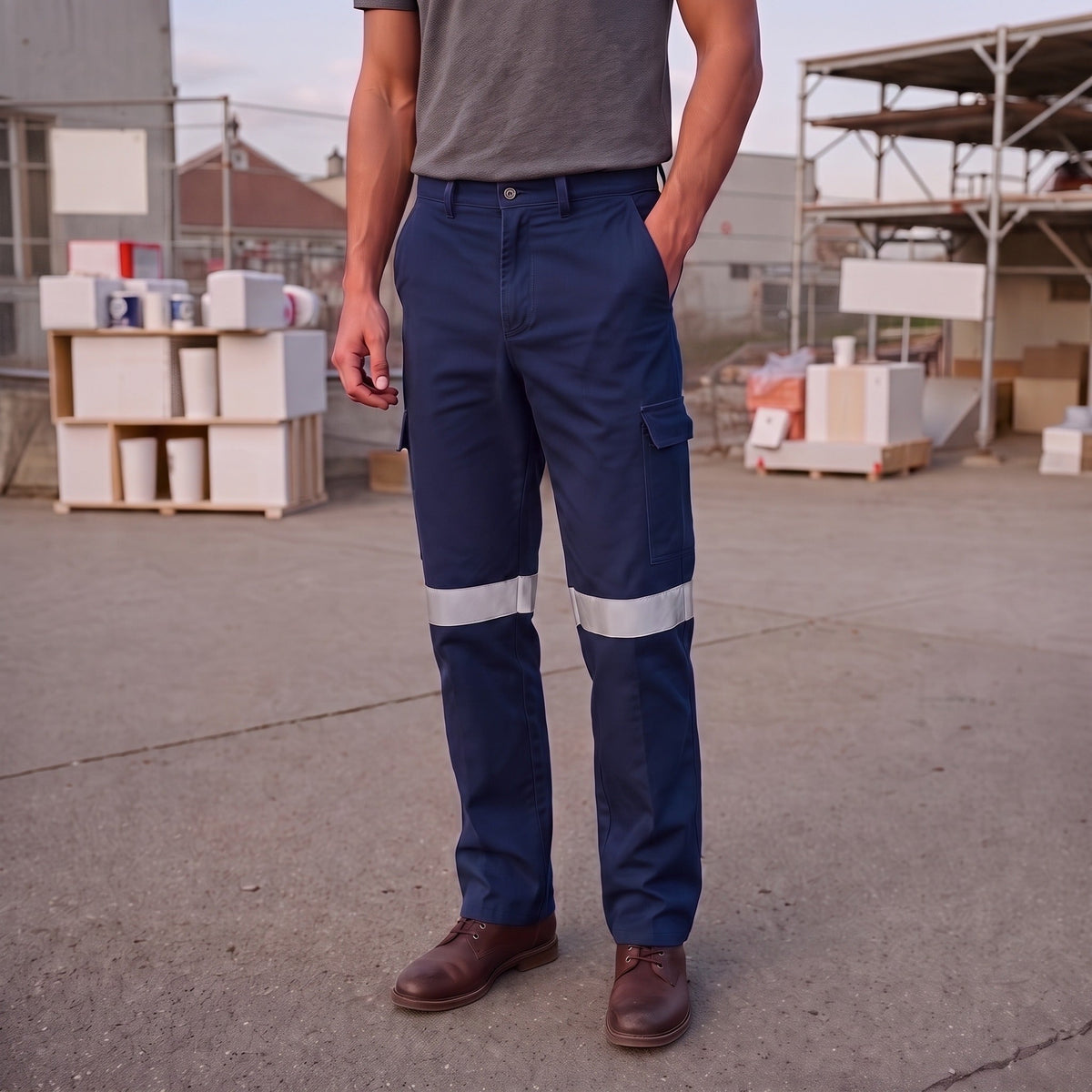 Herren Arbeitshose mit Reflexstreifen | Baumwolle | Cargo