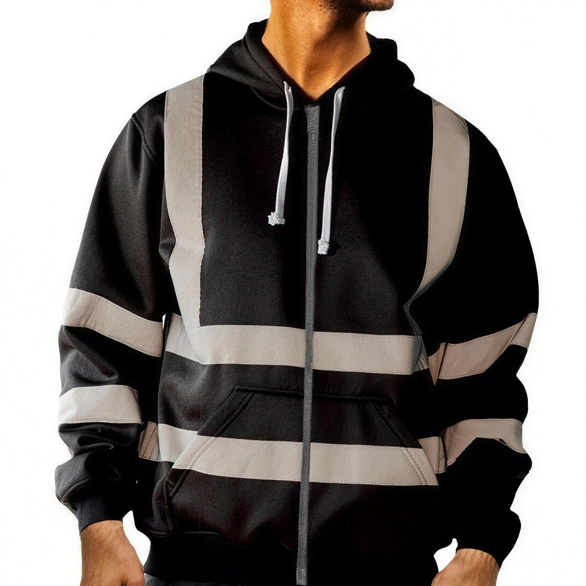 Sweatjacke Herren | Reflexstreifen | Kapuze | Reißverschluss