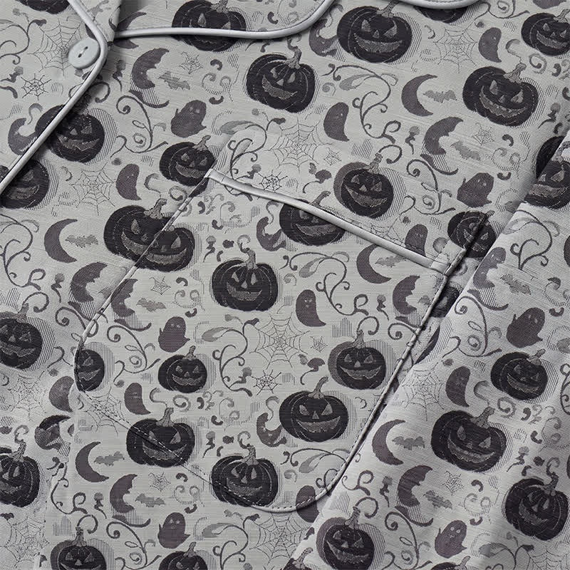 Halloween Schlafanzug Herren | Kürbis, Geister, Fledermäuse | Schwarz oder Grau-Chaps Herrenmode