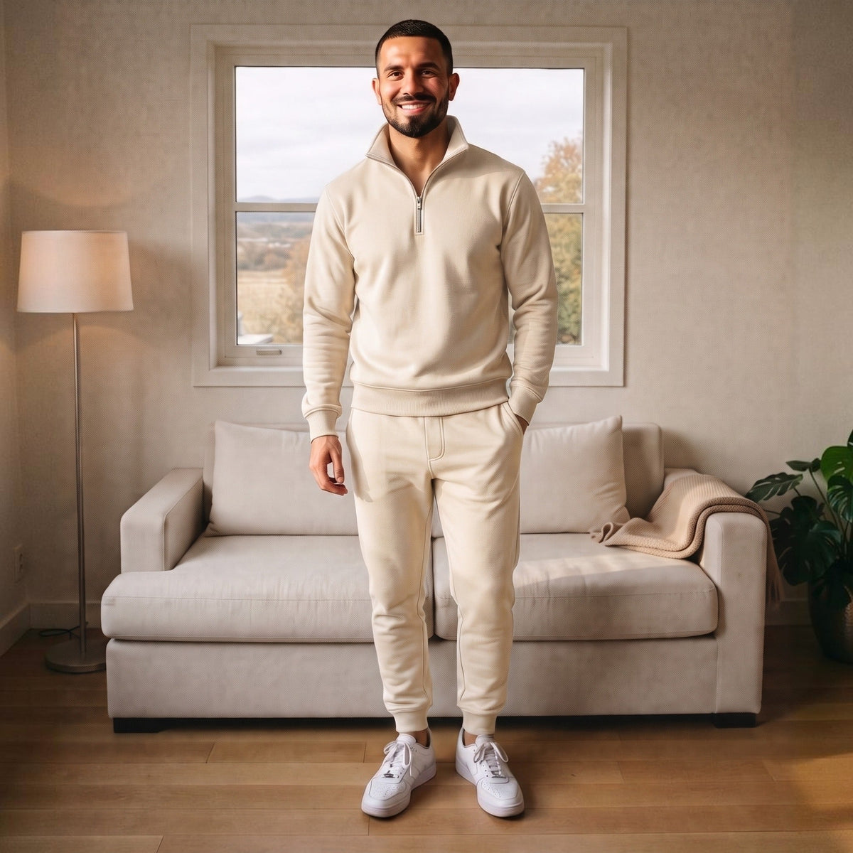 Halfzip Trainingsanzug Herren | Sweatshirt und Jogginghose | 4 Farben