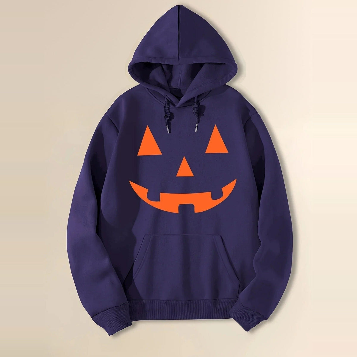 Kürbisgesicht Hoodie | Halloween | Oranger Print | 4 Farben-Lila-S-Chaps Herrenmode