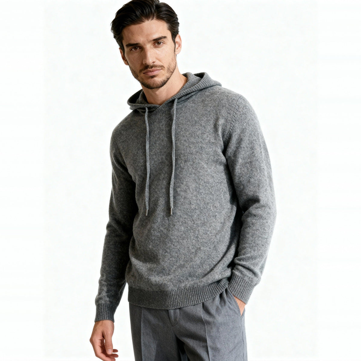 Feinstrick Hoodie Herren | Kordelzug | Langarm | Smart Casual