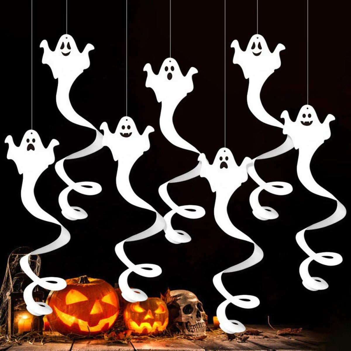 Halloween-Deko | Hängende Geister | 8 Stück | Spirale-Chaps Herrenmode