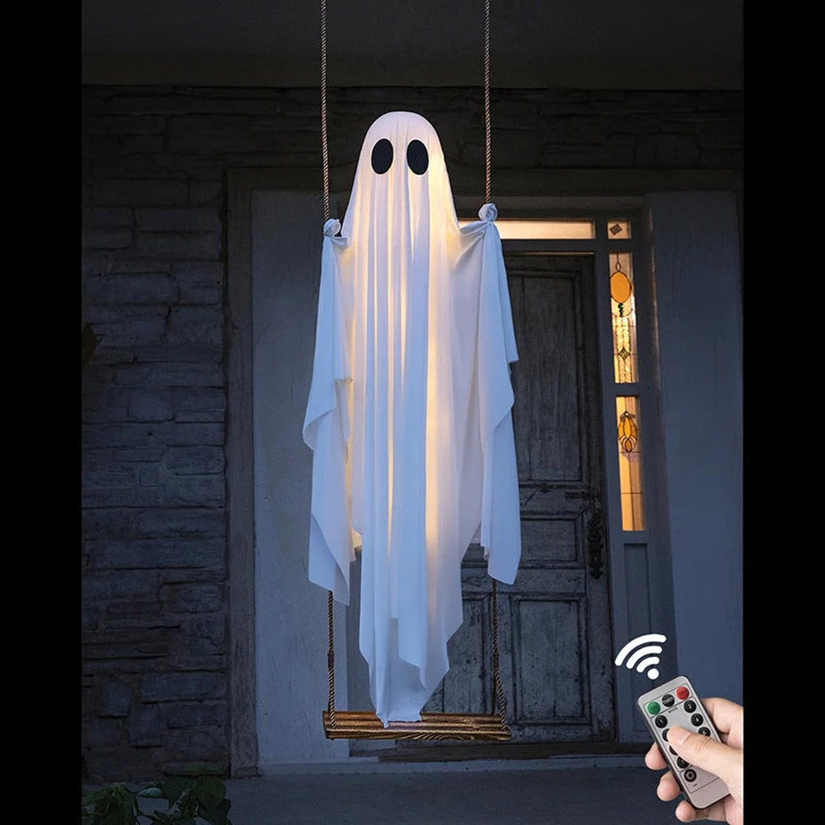 Halloween-Geist | Schaukel | LED-Beleuchtung | Gartendeko-Weiß-Chaps Herrenmode