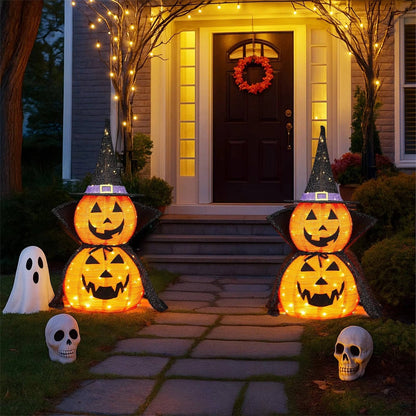 LED-Kürbis | 2er-Set | Hexenhut | Halloween-Gartendeko | 90 cm-Chaps Herrenmode