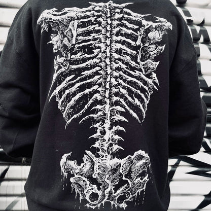 Skelett-Hoodie mit Reißverschluss | Knochen-Print | Halloween | Schwarz-Chaps Herrenmode
