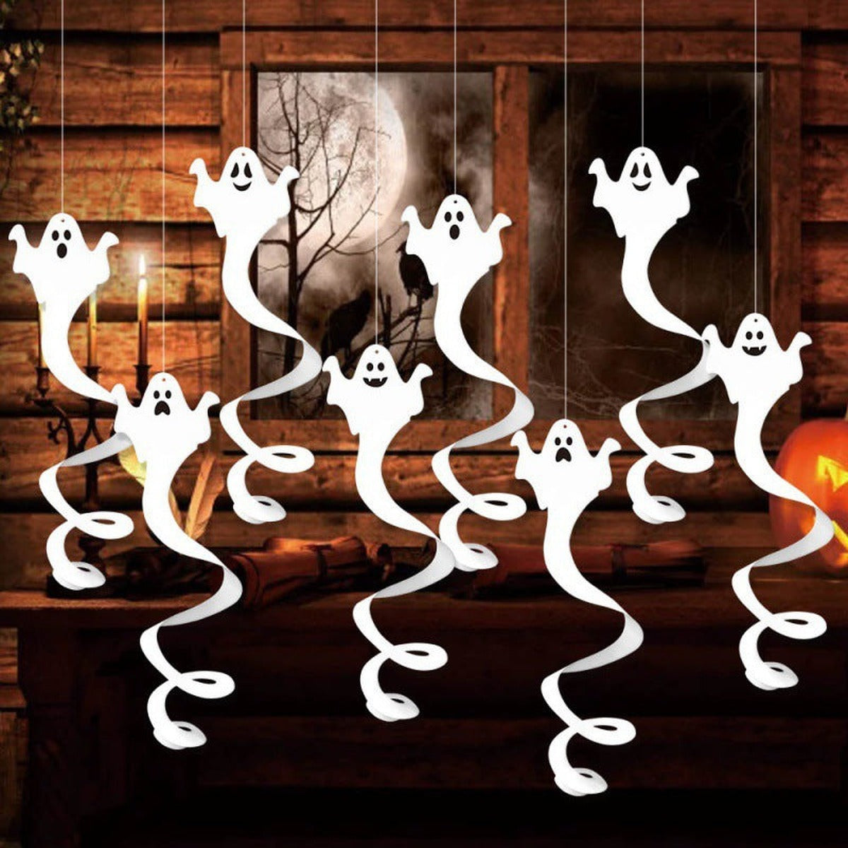 Halloween-Deko | Hängende Geister | 8 Stück | Spirale-Chaps Herrenmode