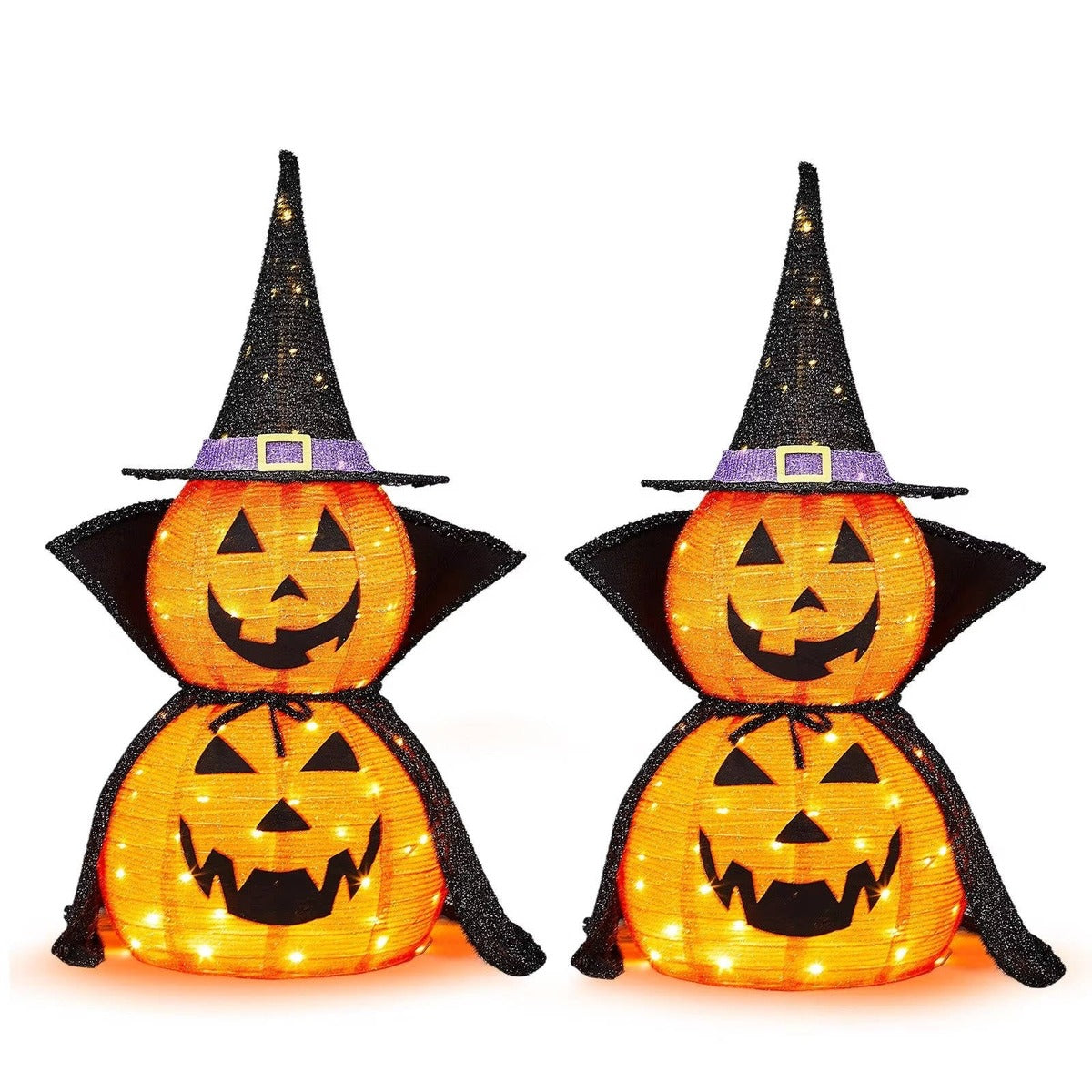 LED-Kürbis | 2er-Set | Hexenhut | Halloween-Gartendeko | 90 cm-Chaps Herrenmode