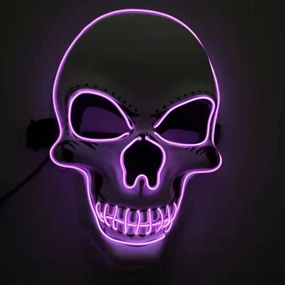 LED-Maske | Totenkopf | 3 Leuchtmodi | 8 Farben | Halloween-Lila-Chaps Herrenmode