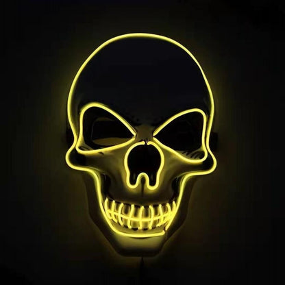 LED-Maske | Totenkopf | 3 Leuchtmodi | 8 Farben | Halloween-Gelb-Chaps Herrenmode