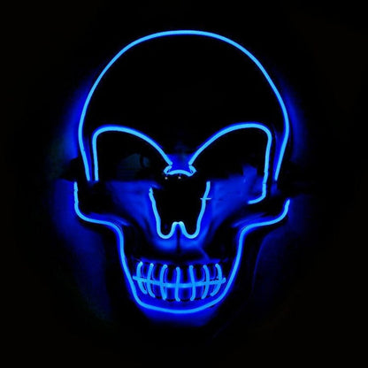 LED-Maske | Totenkopf | 3 Leuchtmodi | 8 Farben | Halloween-Blau-Chaps Herrenmode