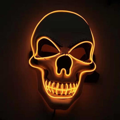 LED-Maske | Totenkopf | 3 Leuchtmodi | 8 Farben | Halloween-Orange-Chaps Herrenmode