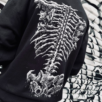 Skelett-Hoodie mit Reißverschluss | Knochen-Print | Halloween | Schwarz-Chaps Herrenmode