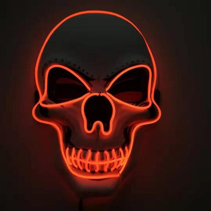 LED-Maske | Totenkopf | 3 Leuchtmodi | 8 Farben | Halloween-Rot-Chaps Herrenmode