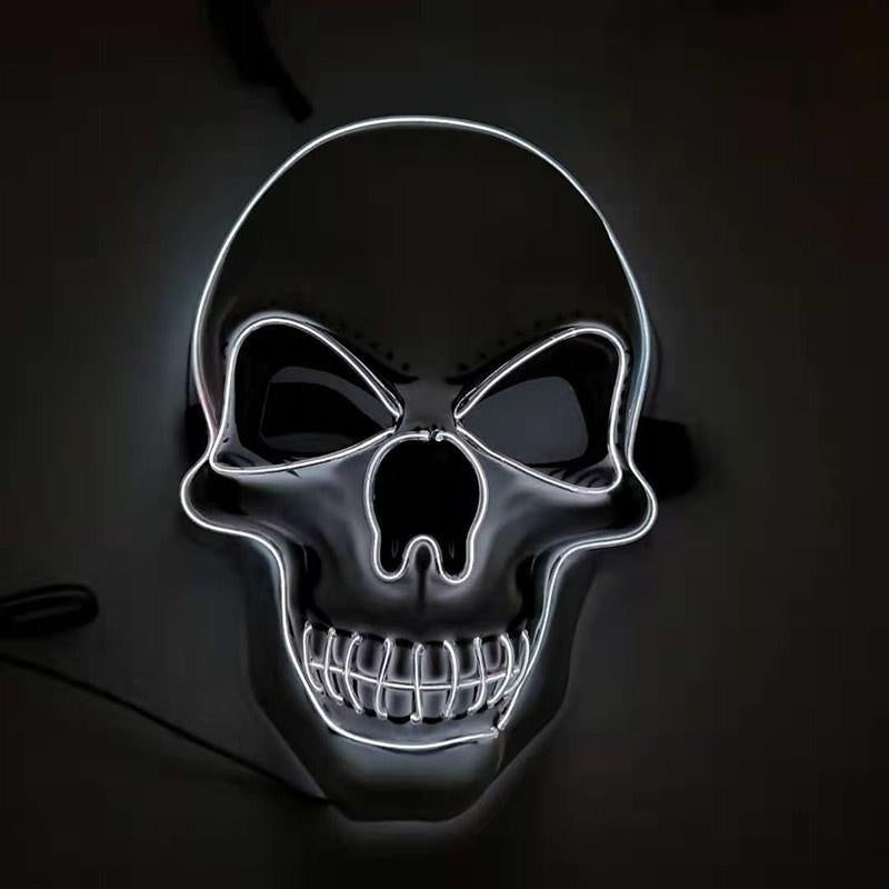 LED-Maske | Totenkopf | 3 Leuchtmodi | 8 Farben | Halloween-Weiß-Chaps Herrenmode