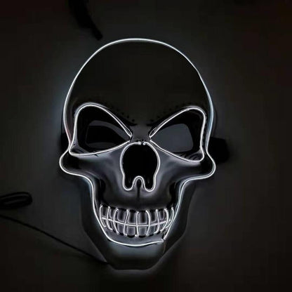 LED-Maske | Totenkopf | 3 Leuchtmodi | 8 Farben | Halloween-Weiß-Chaps Herrenmode