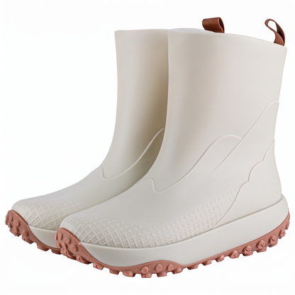 Beige Gummistiefel für Herren mit Zuglaschen hinten