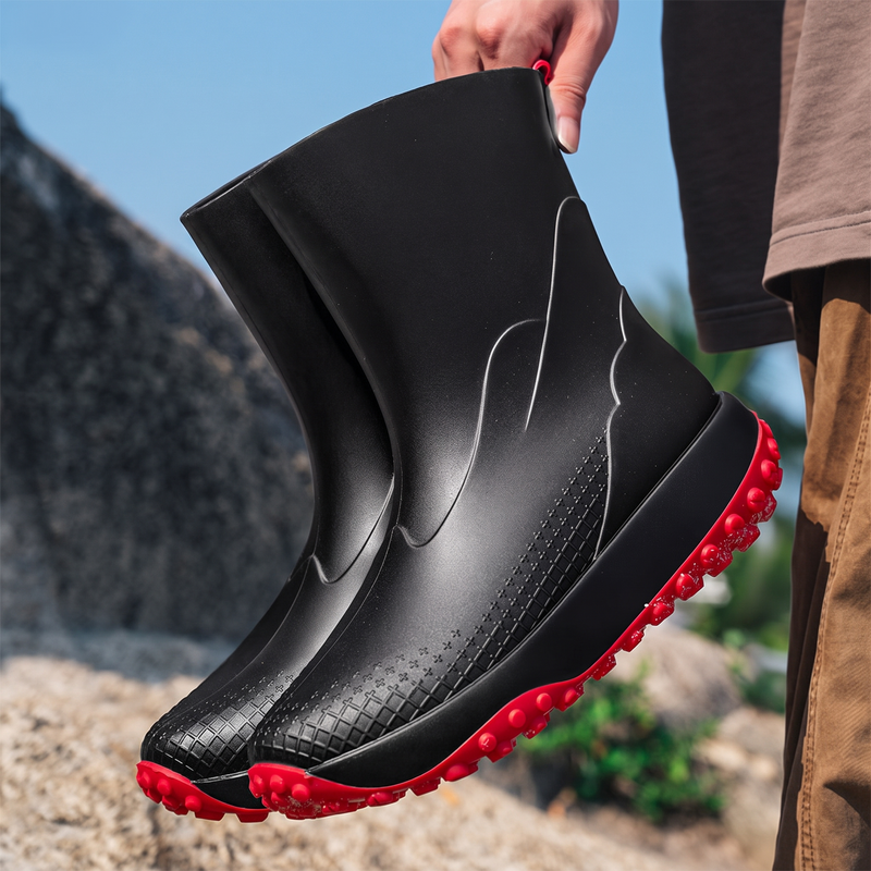 Gummistiefel für Herren in Schwarzrot