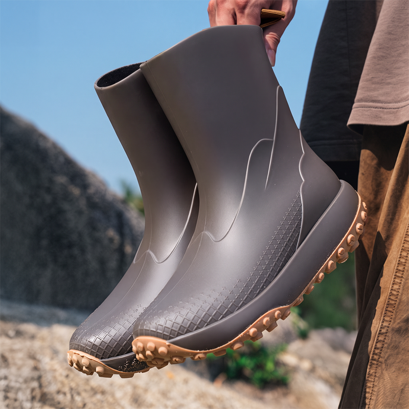 Gummistiefel für Herren in Graubraun