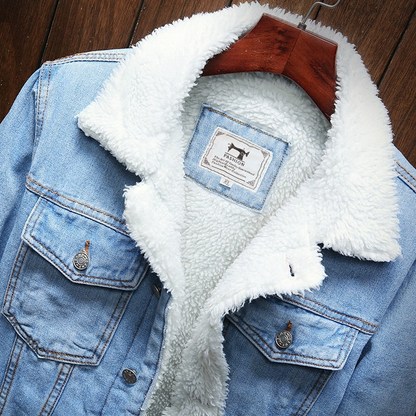 Jacke Herren | Teddyfütterung | Trucker-Schnitt | Knopfverschluss | Robuster Denim | Brust- und Seitentaschen-Chaps Herrenmode