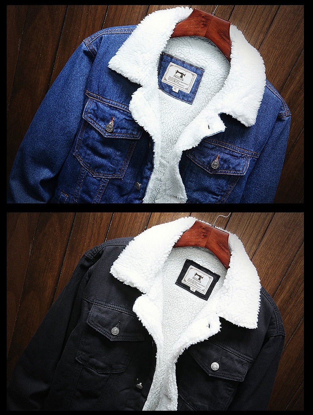 Jacke Herren | Teddyfütterung | Trucker-Schnitt | Knopfverschluss | Robuster Denim | Brust- und Seitentaschen-Chaps Herrenmode