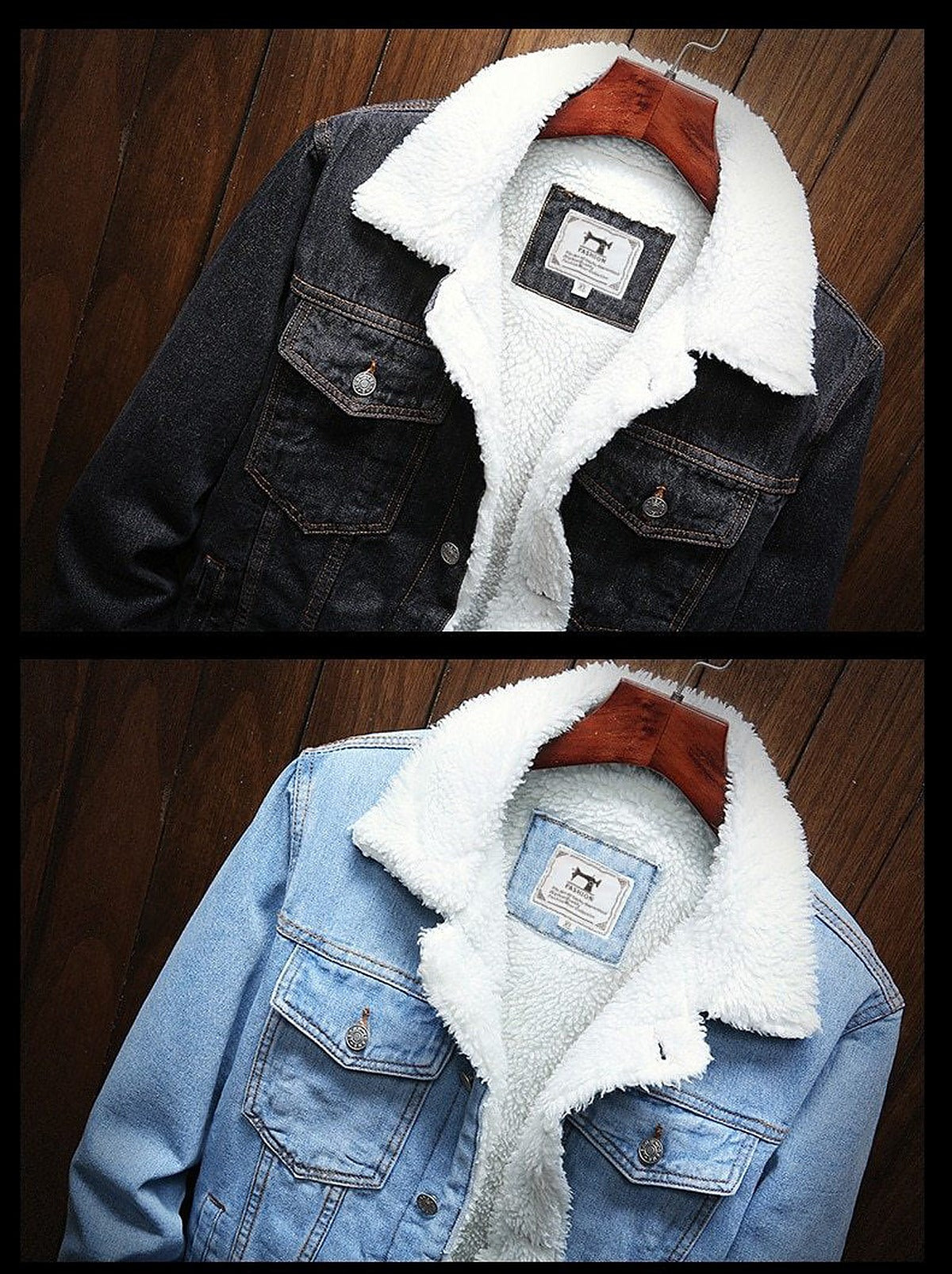 Jacke Herren | Teddyfütterung | Trucker-Schnitt | Knopfverschluss | Robuster Denim | Brust- und Seitentaschen-Chaps Herrenmode