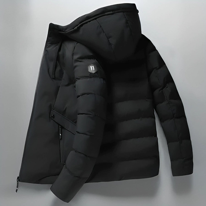 Parka | Herren | Wasserdicht | Fleecefutter | Verstellbare Kapuze | Reißverschluss | Mehrere Taschen | Leicht-Schwarz-M-Chaps Herrenmode