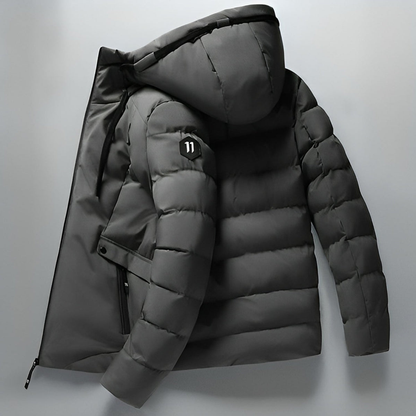 Parka | Herren | Wasserdicht | Fleecefutter | Verstellbare Kapuze | Reißverschluss | Mehrere Taschen | Leicht-Grau-M-Chaps Herrenmode