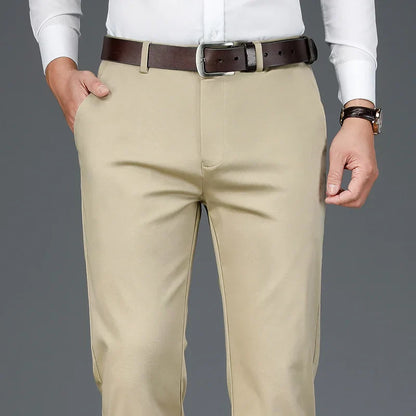 Anzughosen – Business Casual – Stretch – Schmale Hosen – Herrenhosen-Khaki-28-Chaps Herrenmode