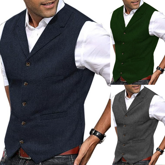 Anzugweste - Herrenweste einreihig ärmellos Mode Weste-Chaps Herrenmode