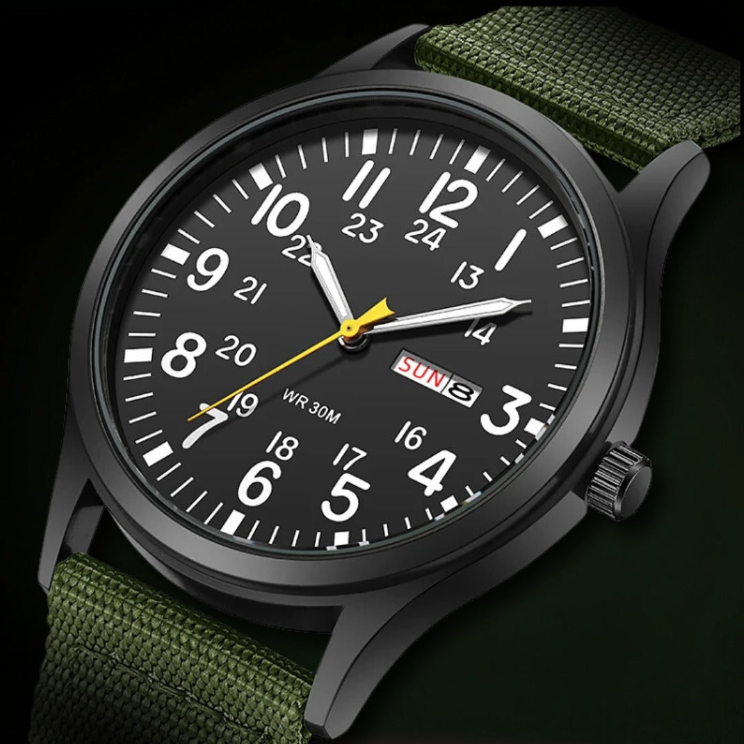 Armbanduhr Herren | Outdoor Militär Optik | Nylonarmband | Leuchtzeiger-Chaps Herrenmode